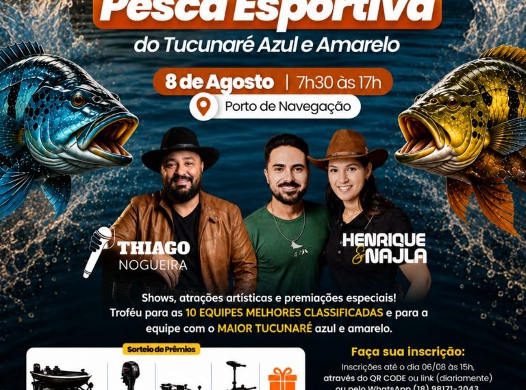 Festa do Pescador 2026 terá torneio de pesca esportiva, shows e sorteio de prêmios em Ilha Solteira